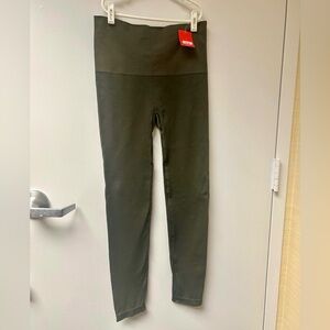 SPANX Olive Seamless Leggings with Zipper at Ankle Size XL Womens